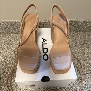 ALDO Tan Lace-Up Platform Wedges